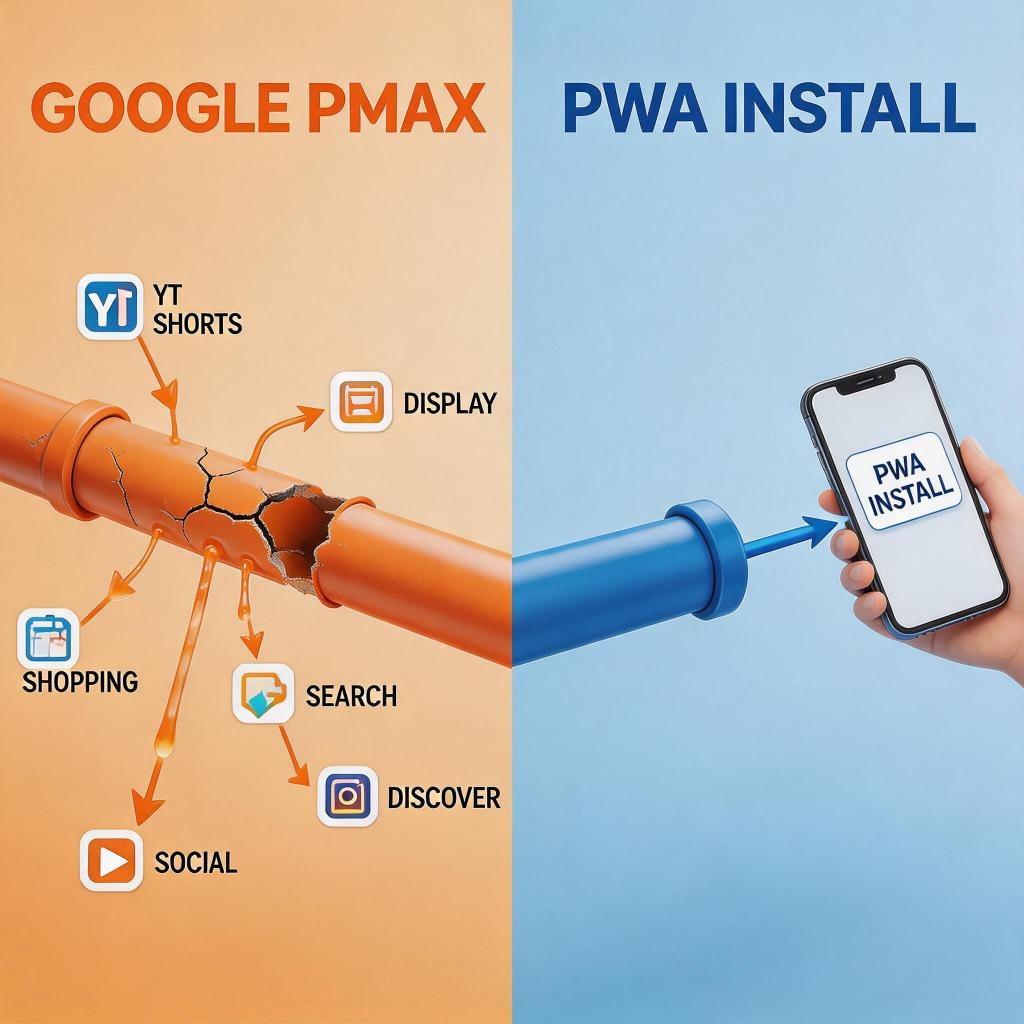 PMax 预算浪费 vs PWA 直接分发
