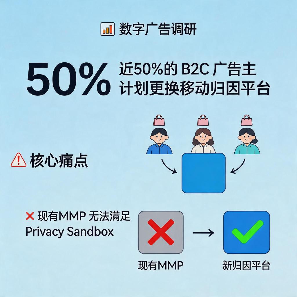 近50%的 B2C 广告主计划更换移动归因平台，现有 MMP 难以满足后 Privacy Sandb illustration