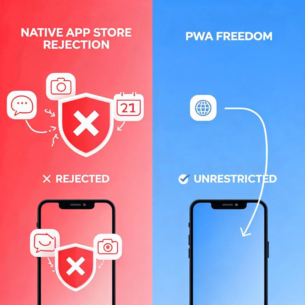 App store review rejection versus PWA distribution freedom