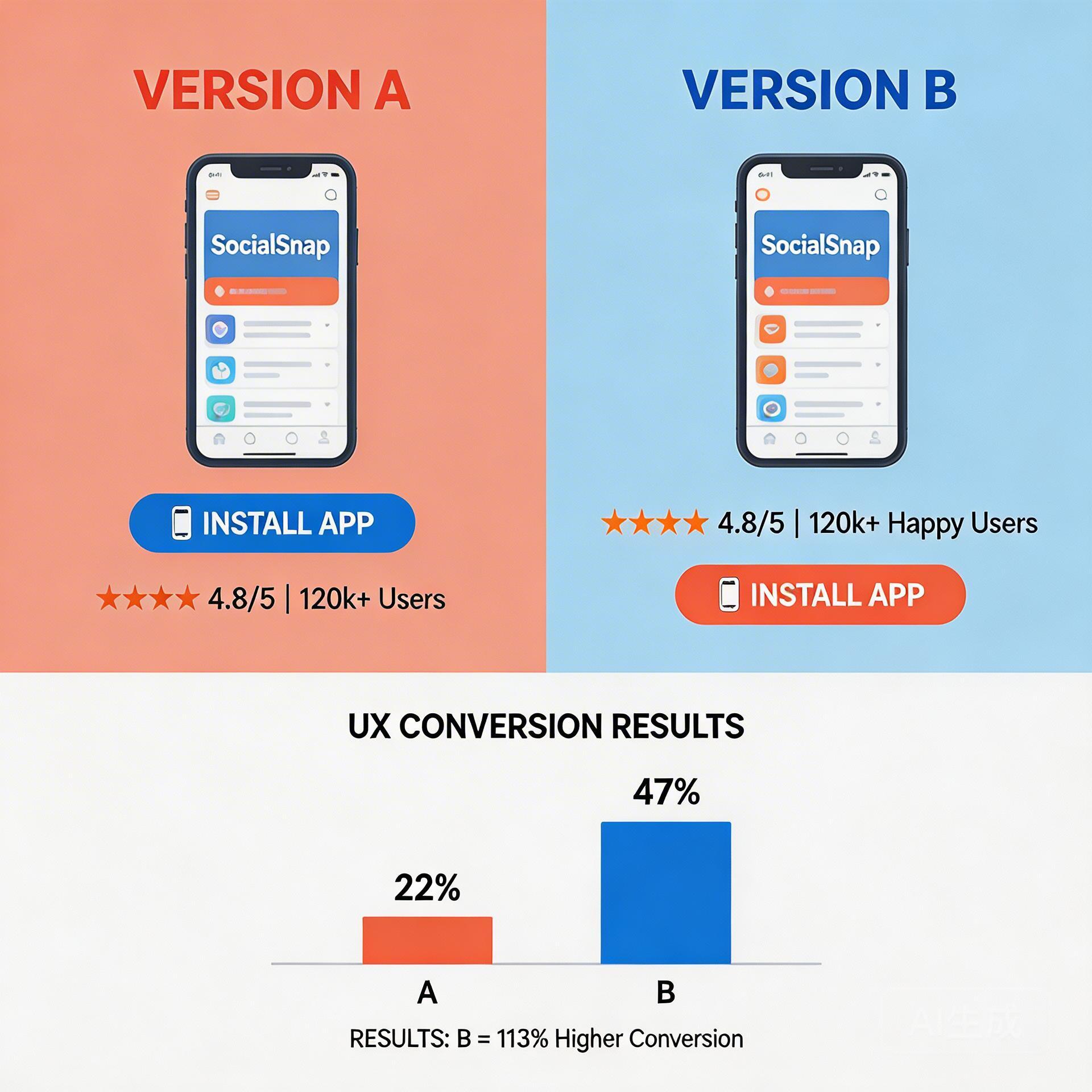 PWA landing page A/B testing social proof placement