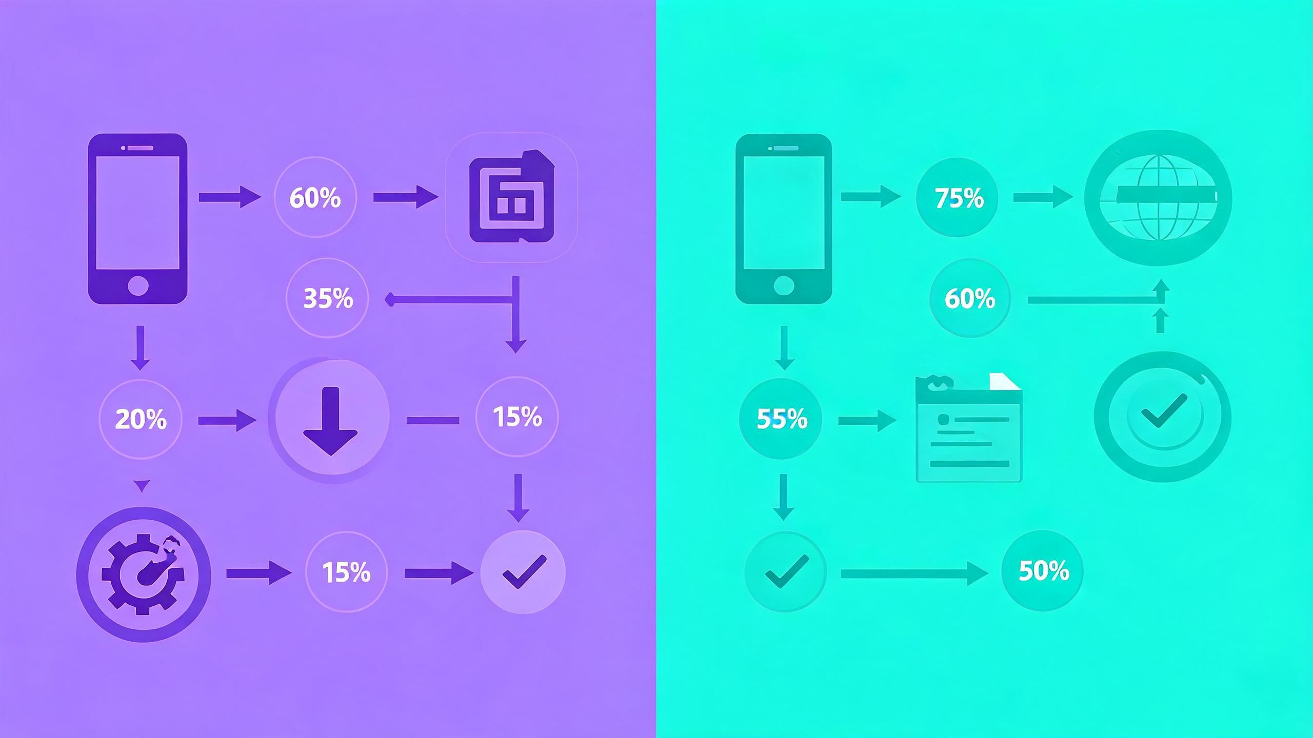 App distribution comparison: traditional store vs PWA install path