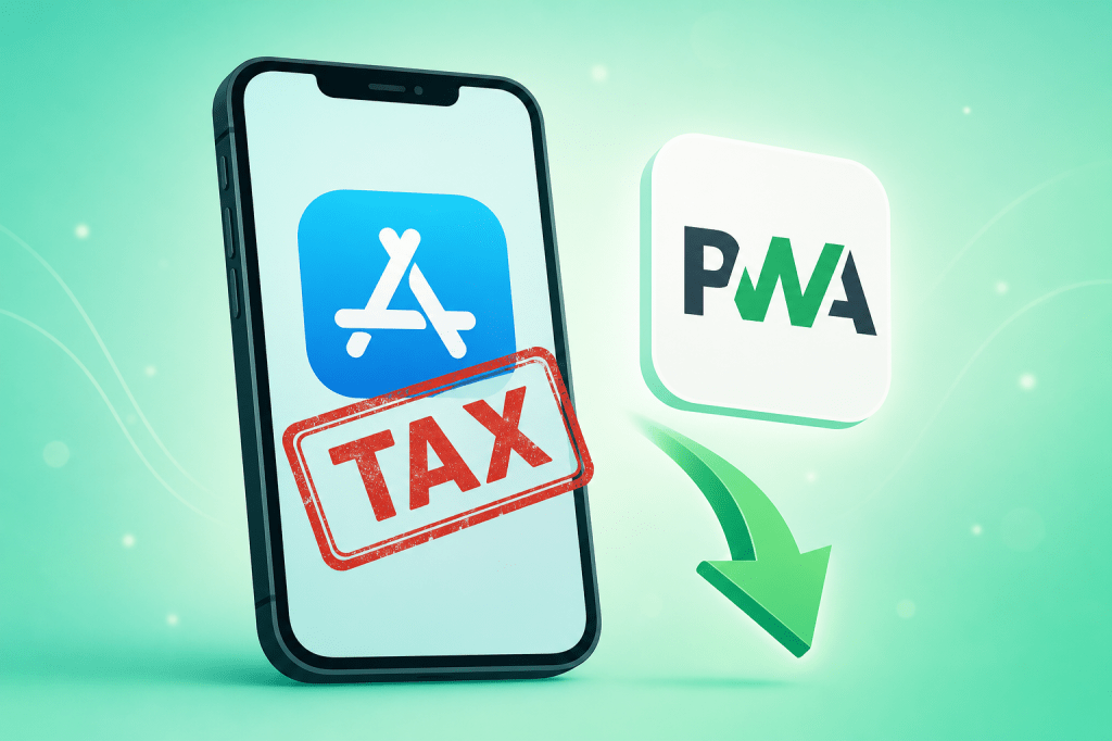 Digital services tax and app store fees versus PWA savings illustration